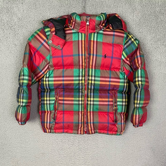 Kids polo Ralph Lauren plaid puffer jacket - Picture 2 of 4